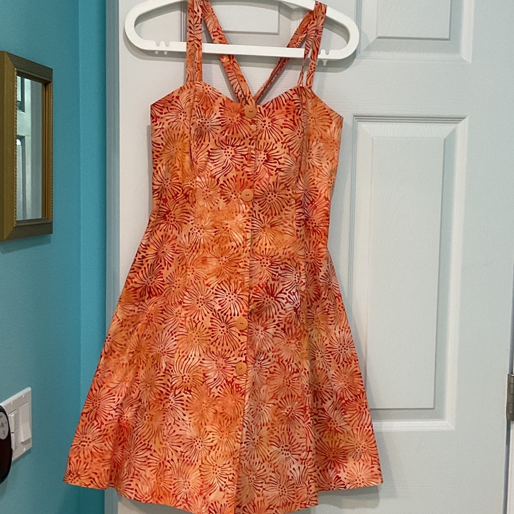 Ladies Orange print Batik sundress